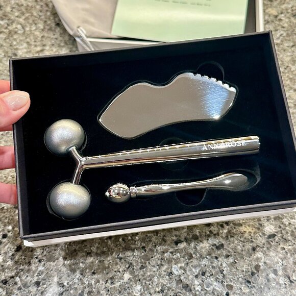 🩶 3-in-1 Stainless Steel Facial Massage // Gua Sha Set - Picture 3 of 4